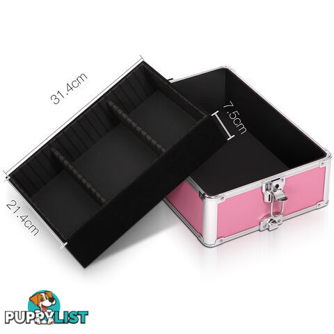 7in1 Pink Aluminium Frame Professional Beauty Cosmetic Makeup Case Box Trolley