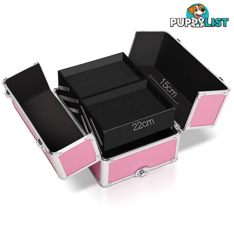 7in1 Pink Aluminium Frame Professional Beauty Cosmetic Makeup Case Box Trolley