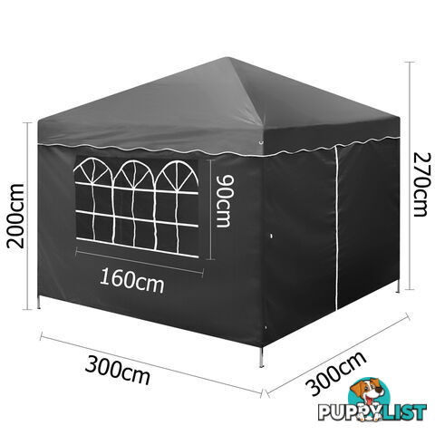 3m x 3m Folding Garden Outdoor Gazebo Marquee Black