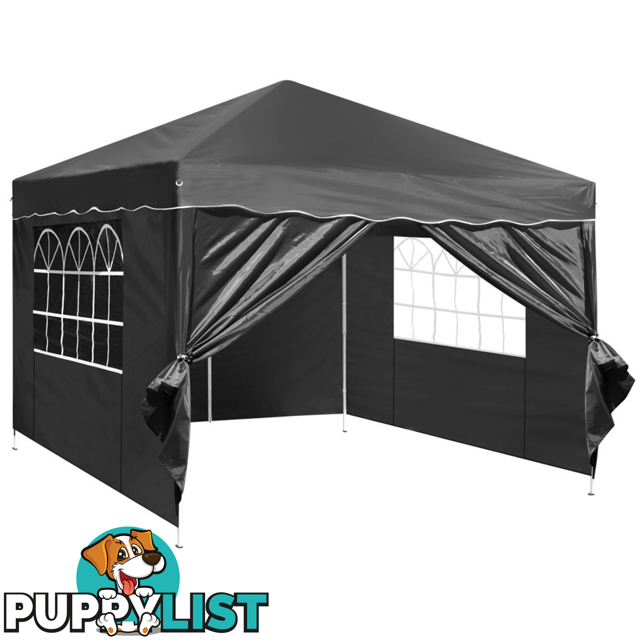 3m x 3m Folding Garden Outdoor Gazebo Marquee Black