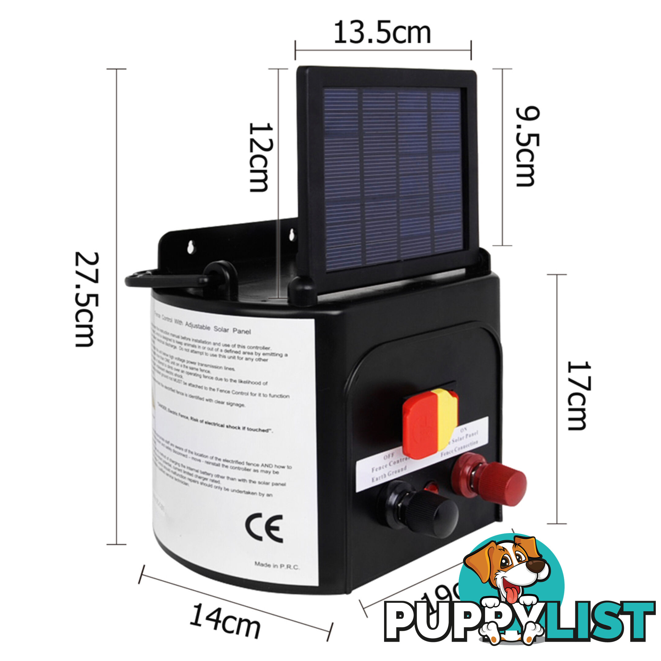 5km Solar Power Electric Fence Energiser Charger IP3