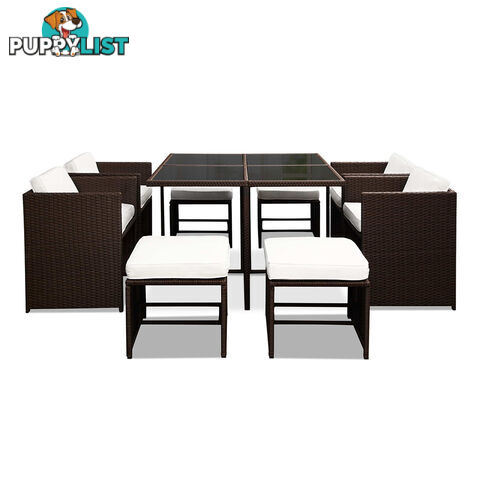 Hawaii Dining 9 Seater Set _ Brown & White