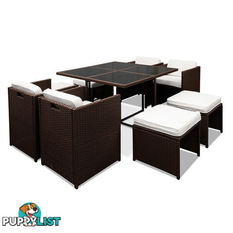 Hawaii Dining 9 Seater Set _ Brown & White