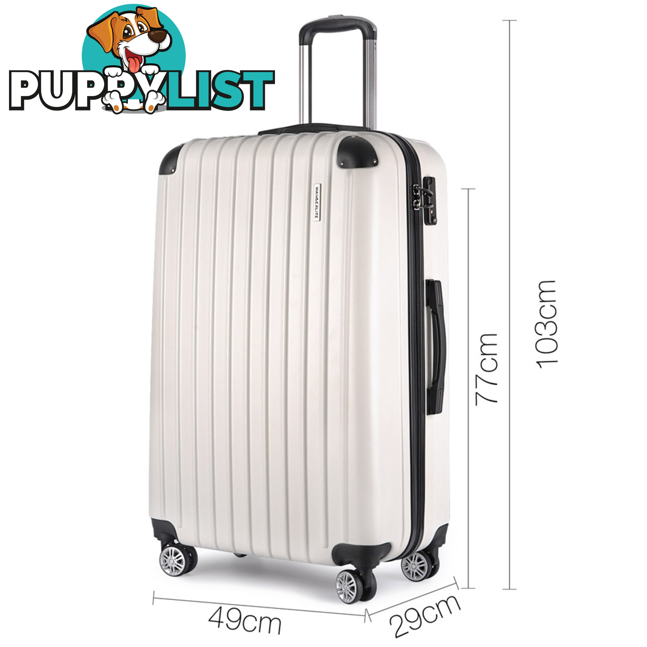 3PCS Travel Luggage Set Hard Shell Super Lightweight Suitcase TSA Lock White