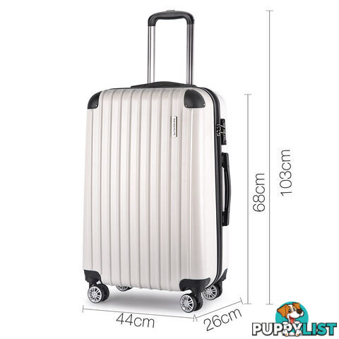 3PCS Travel Luggage Set Hard Shell Super Lightweight Suitcase TSA Lock White