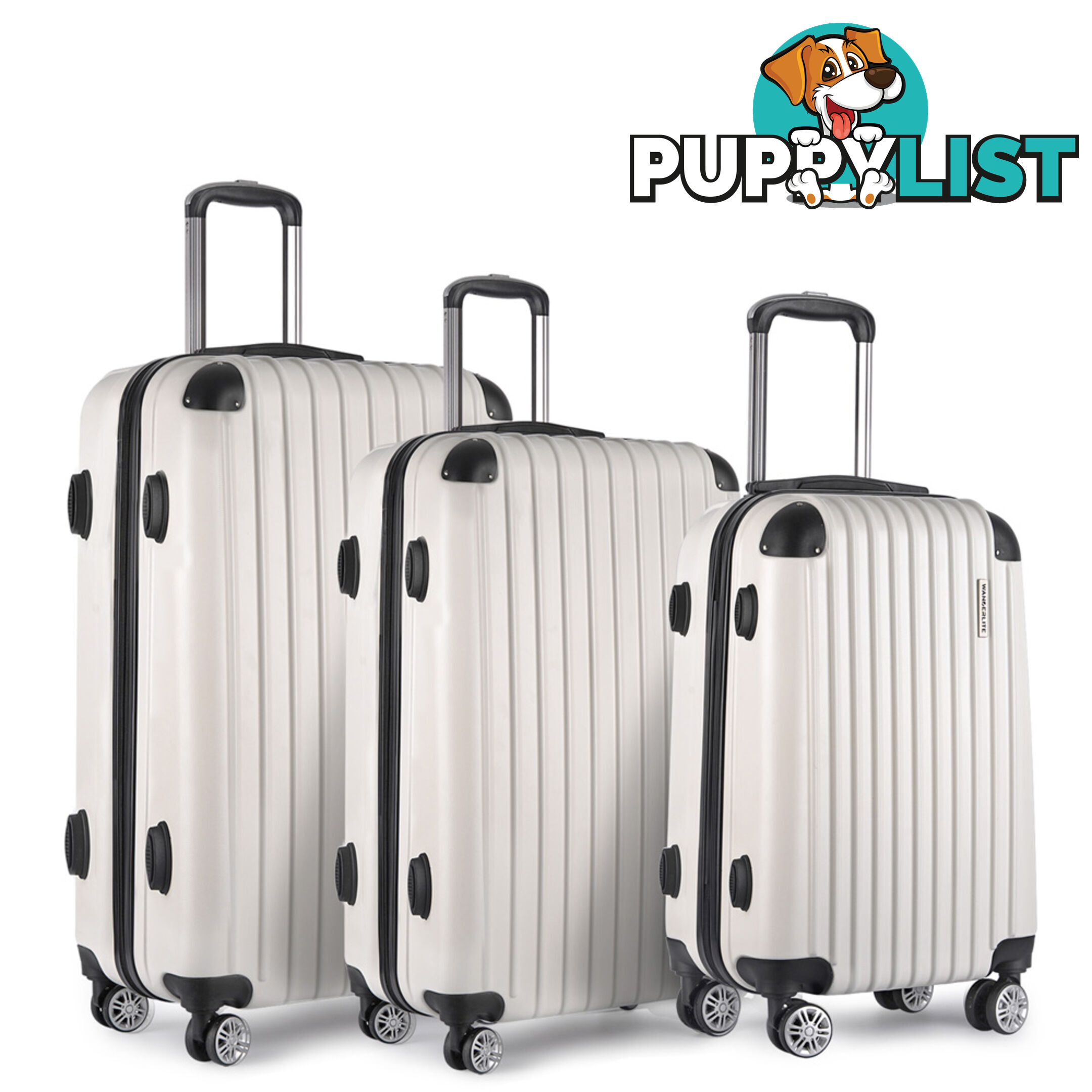 3PCS Travel Luggage Set Hard Shell Super Lightweight Suitcase TSA Lock White