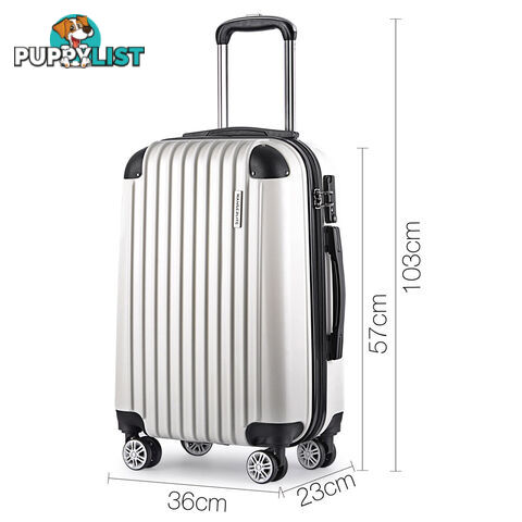 3PCS Travel Luggage Set Hard Shell Super Lightweight Suitcase TSA Lock White