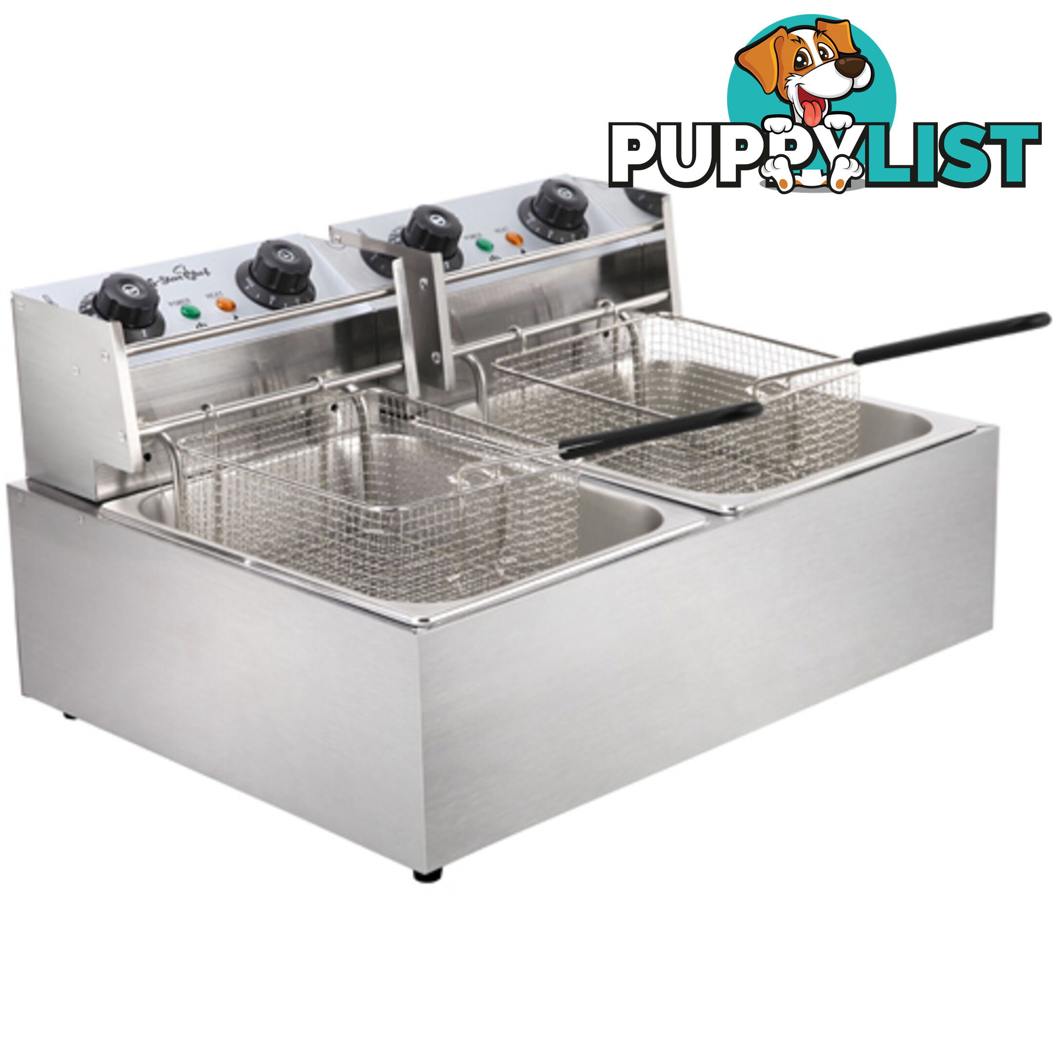 Commercial Deep Fryer 20L Twin Double Basket Electric Fryer Chip Cooker