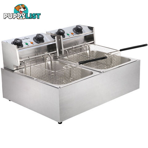 Commercial Deep Fryer 20L Twin Double Basket Electric Fryer Chip Cooker