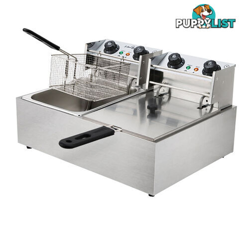 Commercial Deep Fryer 20L Twin Double Basket Electric Fryer Chip Cooker