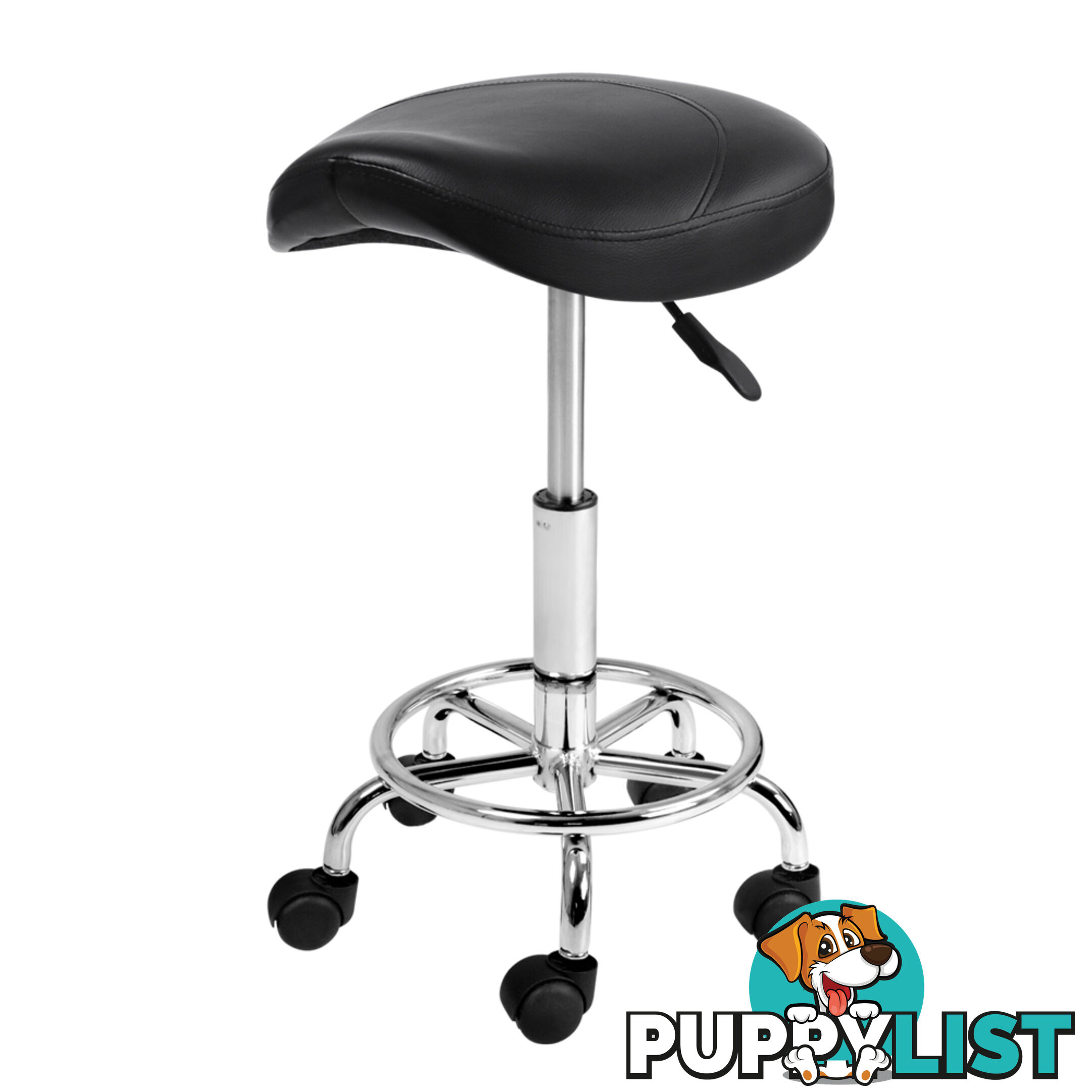 Saddle PU Swivel Salon Stool Black