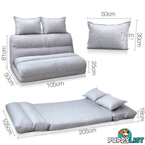 Double Size Adjustable Lounge Sofa - 5 positions Grey