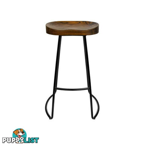 Set of 2 Steel Barstools with Wooden Seat