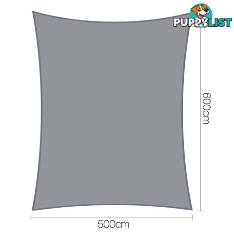 Heavy Duty Rectangle Shade Sail Cloth Sun Canopy Shadecloth 5 x 6m Grey 280g/m2