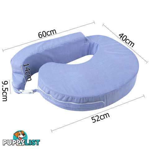 Baby Breast Feeding Support Memory Foam Breastfeeding Pillow Zip Cover Blue