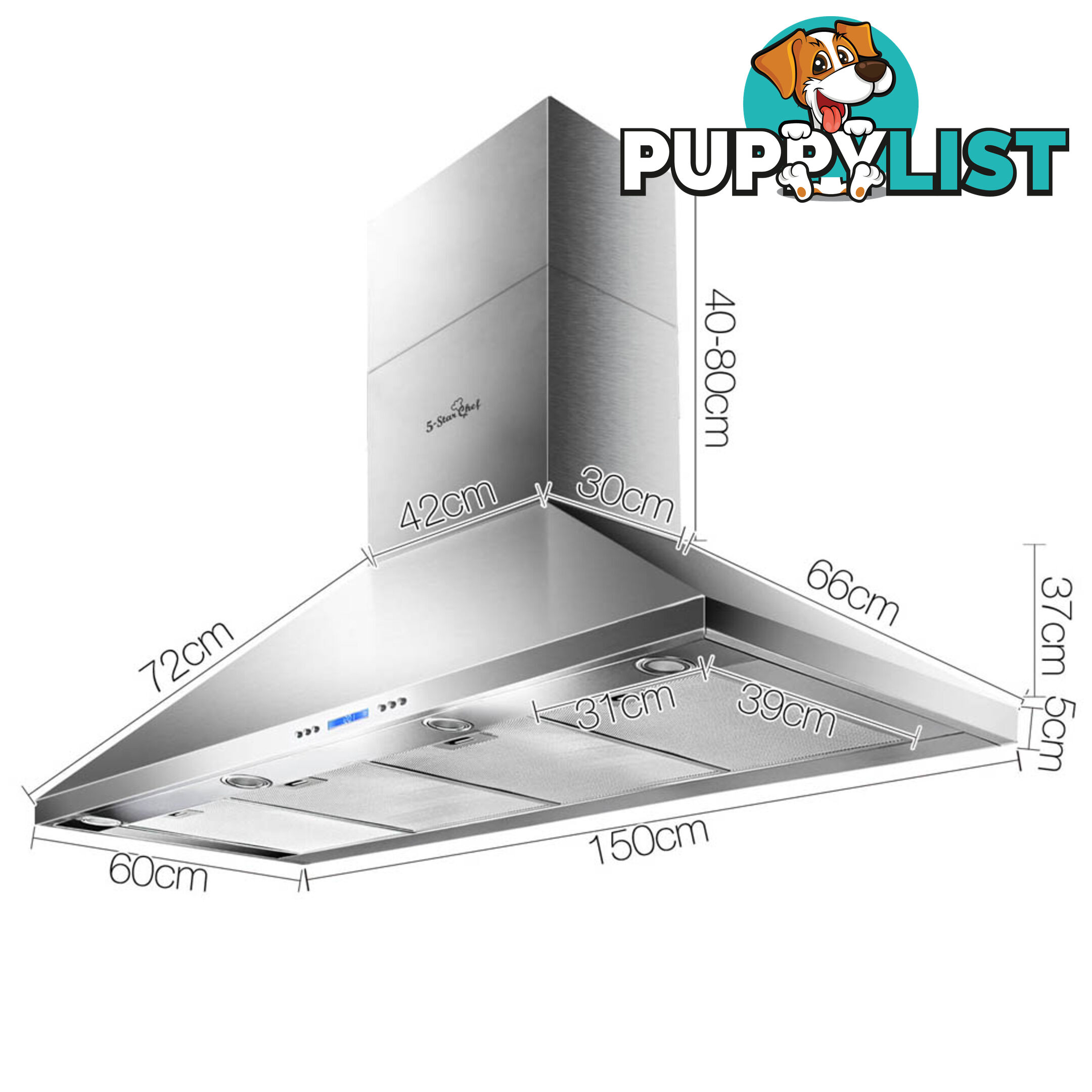 5 Star Chef Double Motor Rangehood 1500mm