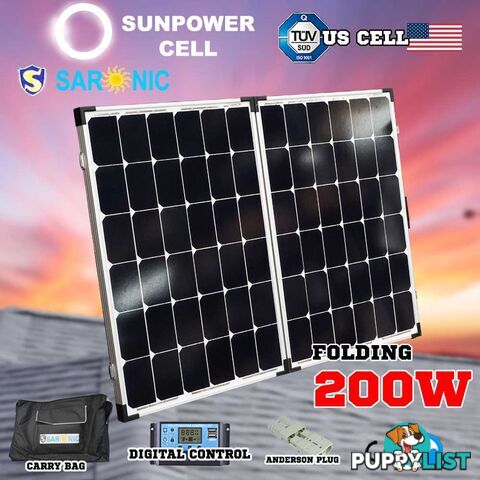 200W Folding Solar Panel Kit Caravan Camping Power 12V Mono Charging Battery