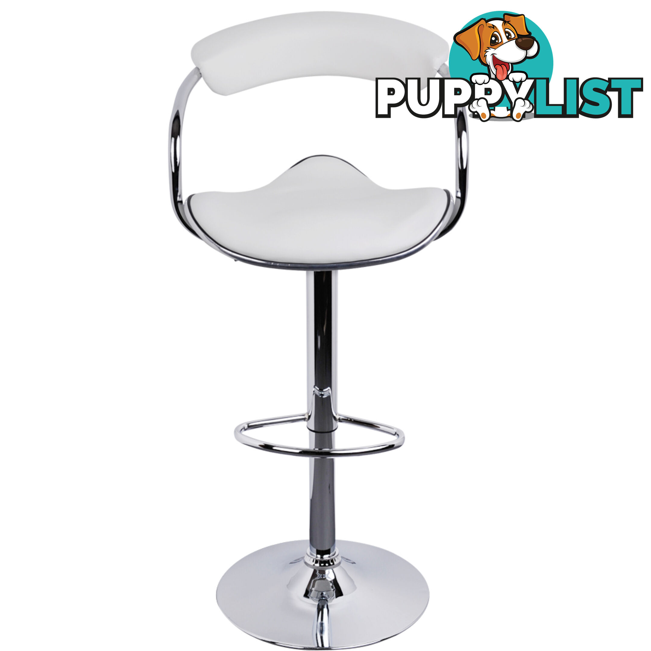 2 x PU Leather Gas Lift Barstool Kitchen Chair White