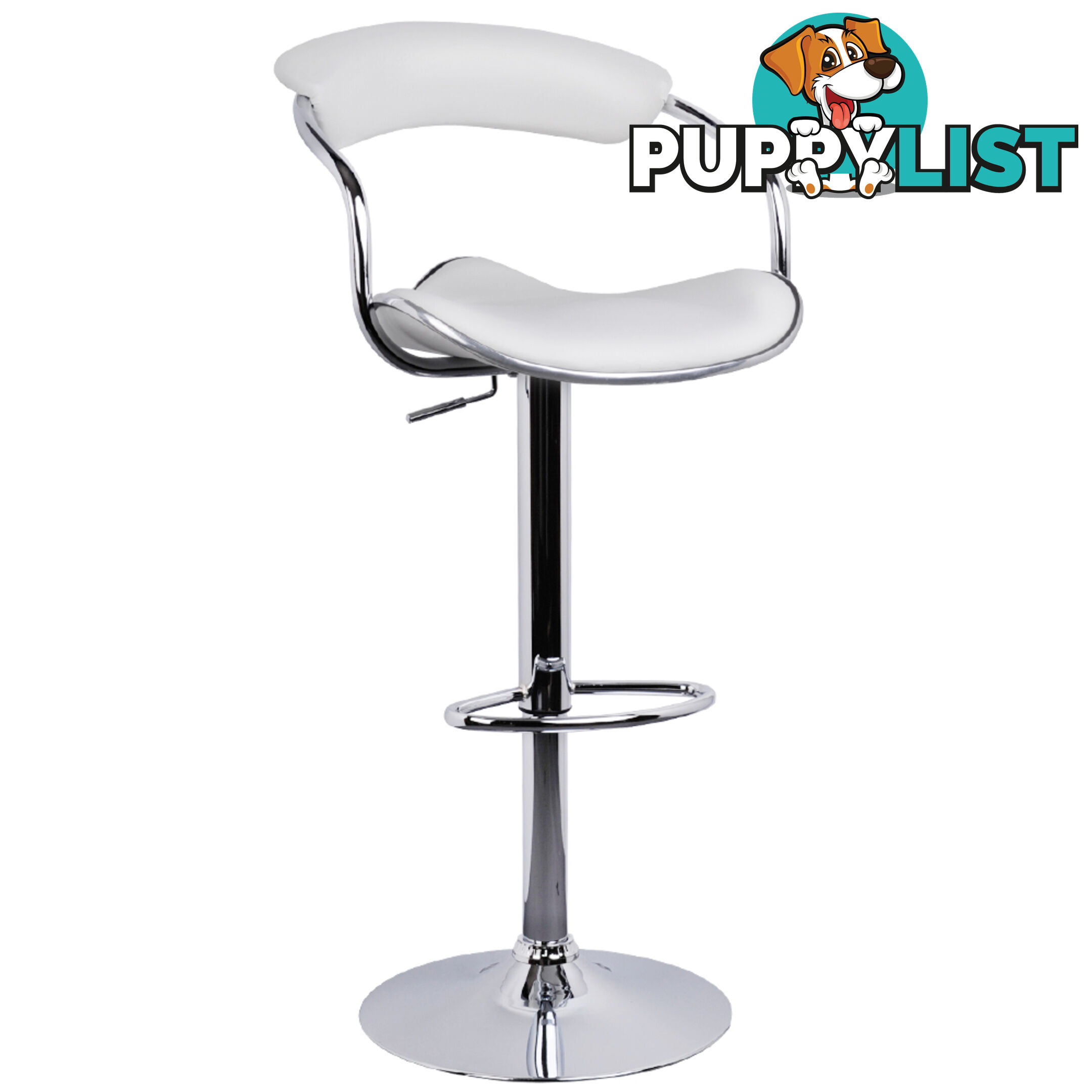 2 x PU Leather Gas Lift Barstool Kitchen Chair White