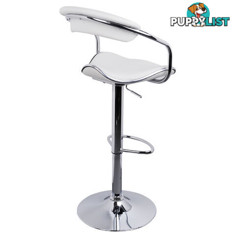 2 x PU Leather Gas Lift Barstool Kitchen Chair White