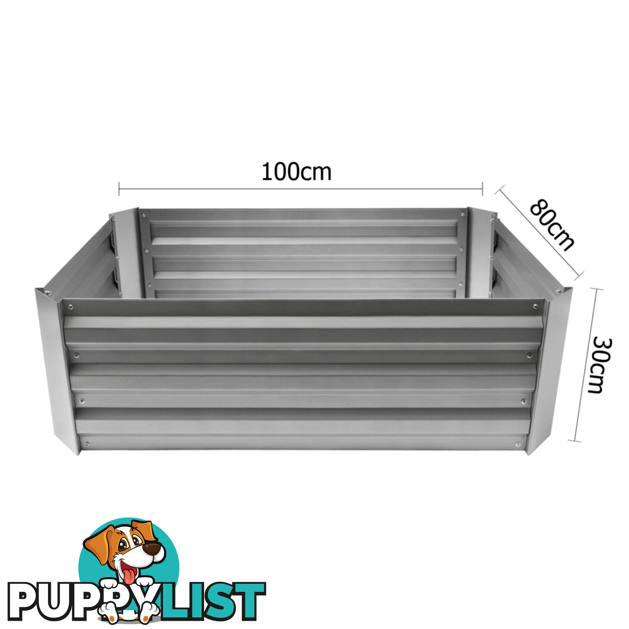 Galvanised Raised Garden Bed 100 x 80cm Aluminium White