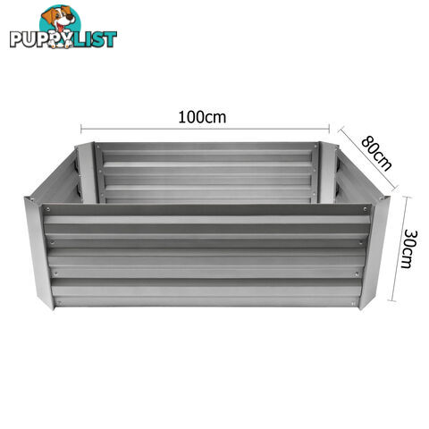 Galvanised Raised Garden Bed 100 x 80cm Aluminium White