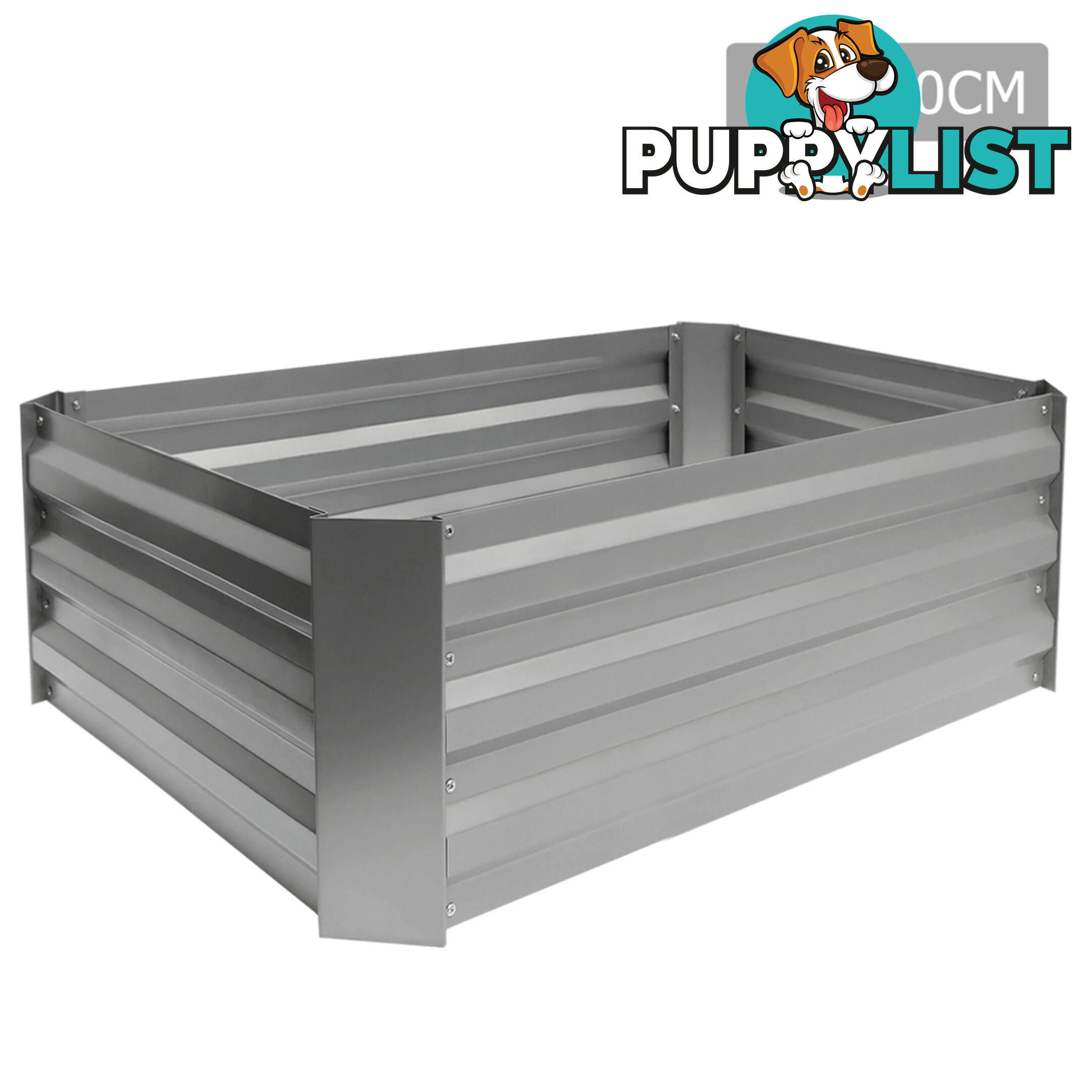 Galvanised Raised Garden Bed 100 x 80cm Aluminium White