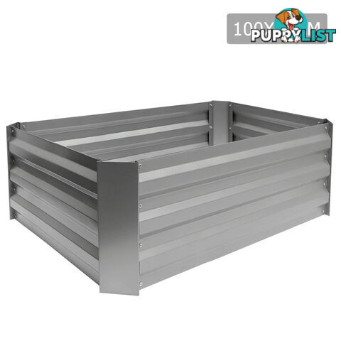 Galvanised Raised Garden Bed 100 x 80cm Aluminium White