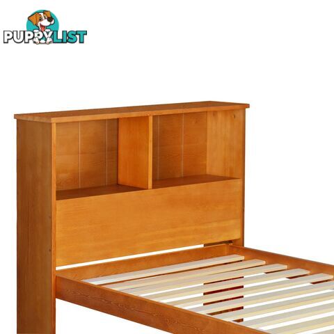 Singe Pine Wood Bed Frame with Storage Shelf