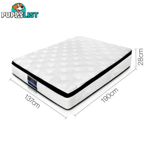 Luxury Mattress 28cm Natural Latex Pillow Top 5 Zone Pocket Spring Bed Double