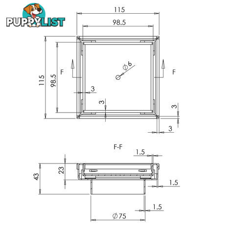 Square Stainless Steel Shower Grate Drain Floor Bathroom 75mm Depth