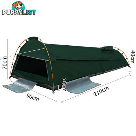 King Single Swag Camping Swags Canvas Tent Carry Bag Air Pillow Green