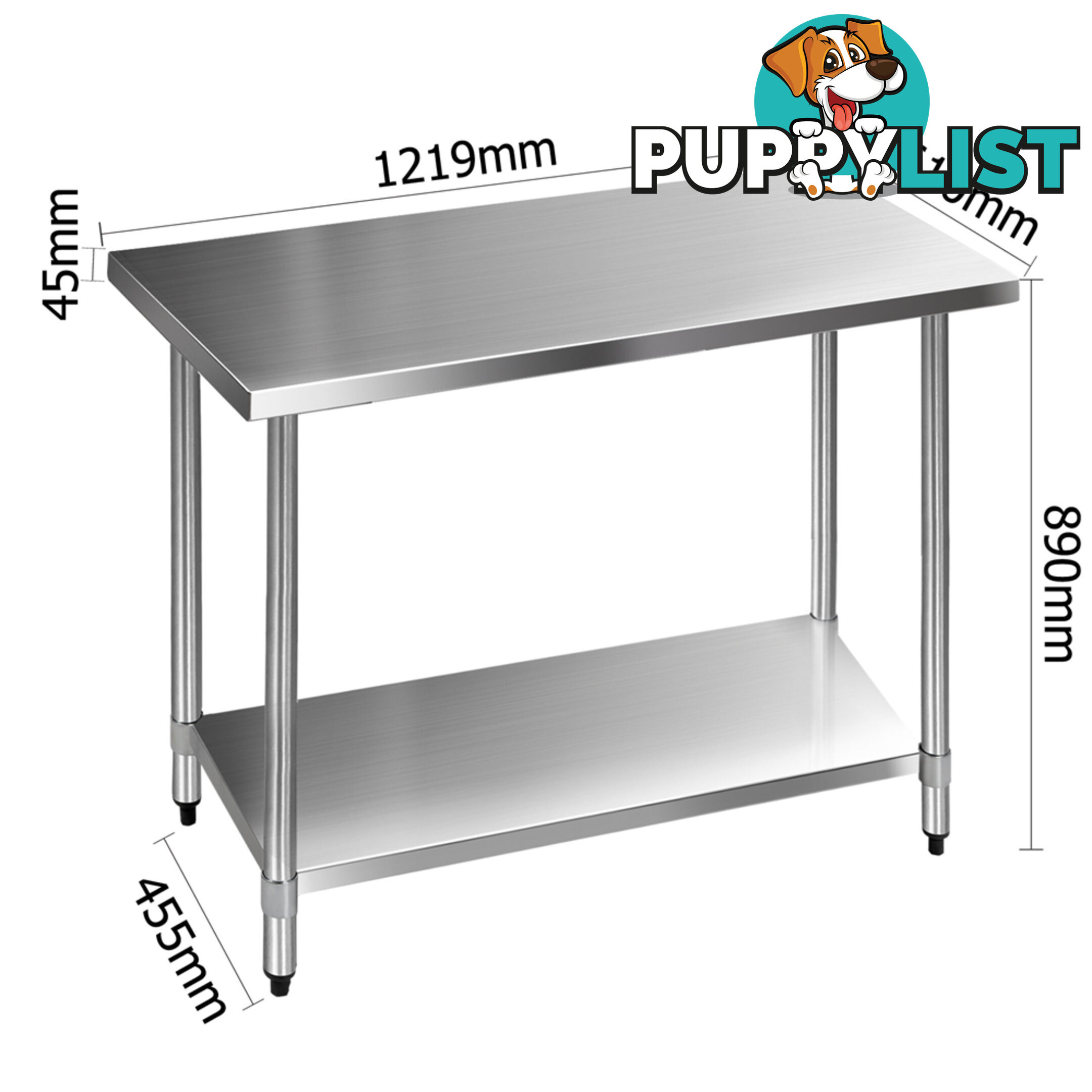 Commercial Stainless Steel Kitchen Work Bench Food Preparation Table Top 1219mm