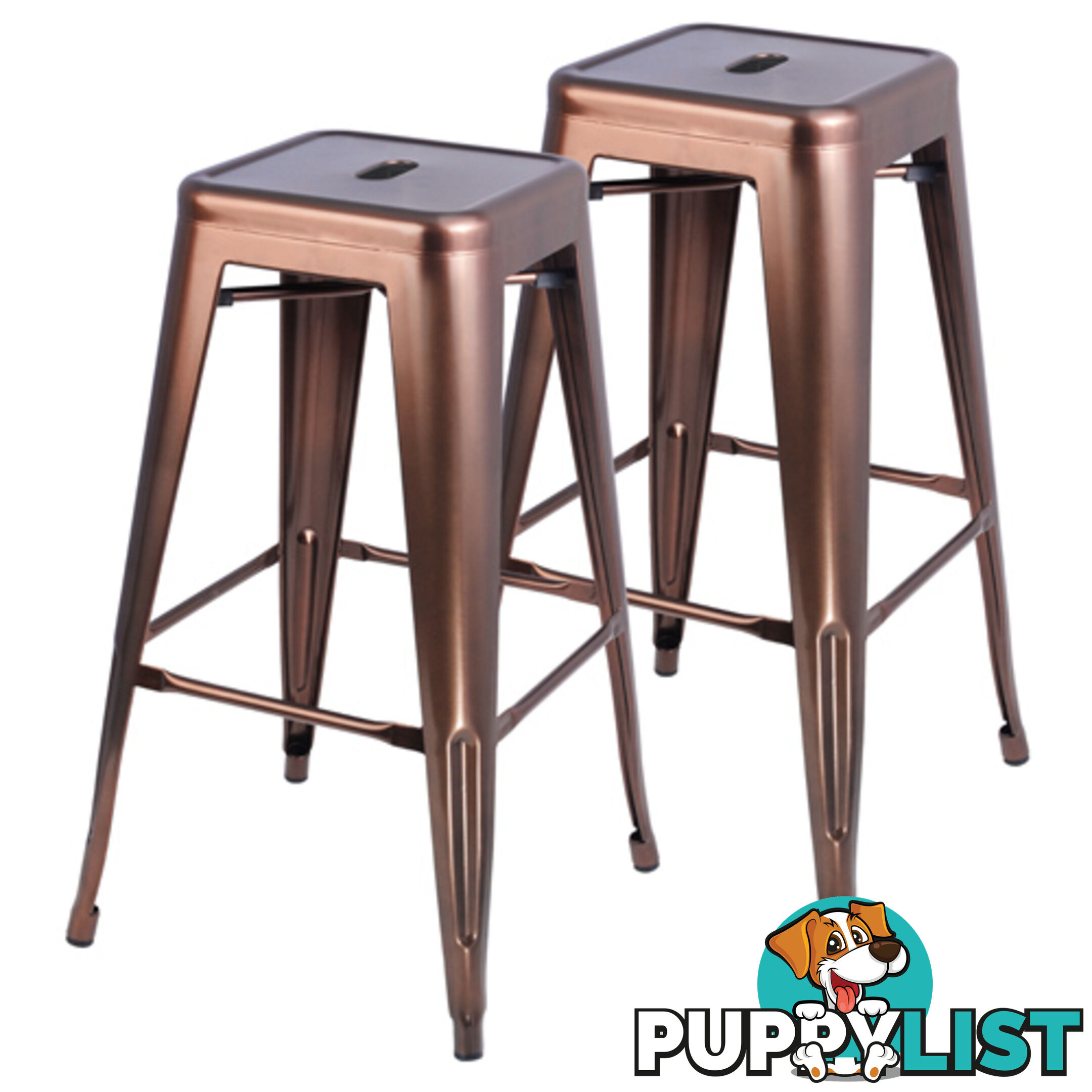 2 x Metal Steel Bar Stool Replica Xavier Cafe Home Kitchen Bar Chair 76cm Bronze