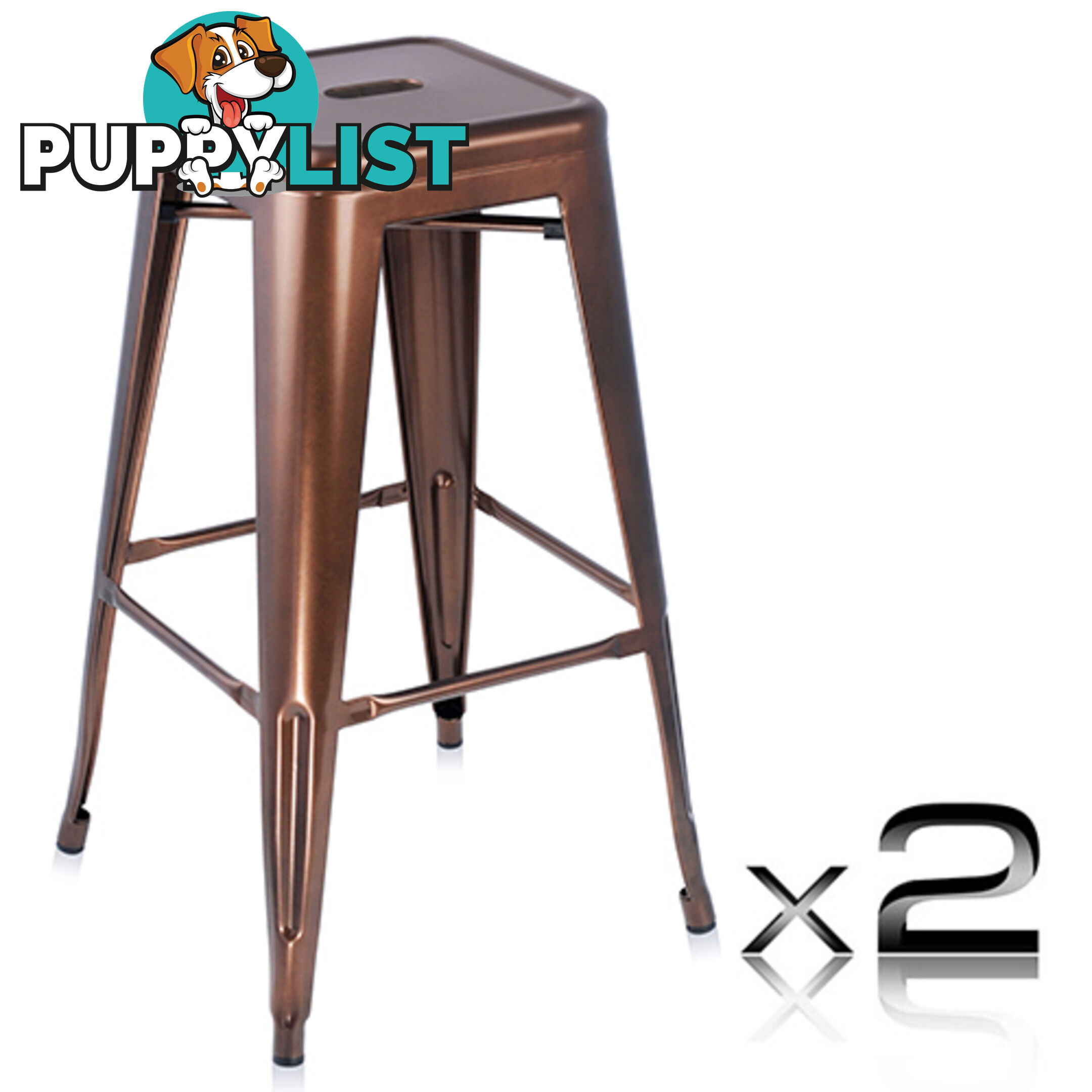 2 x Metal Steel Bar Stool Replica Xavier Cafe Home Kitchen Bar Chair 76cm Bronze