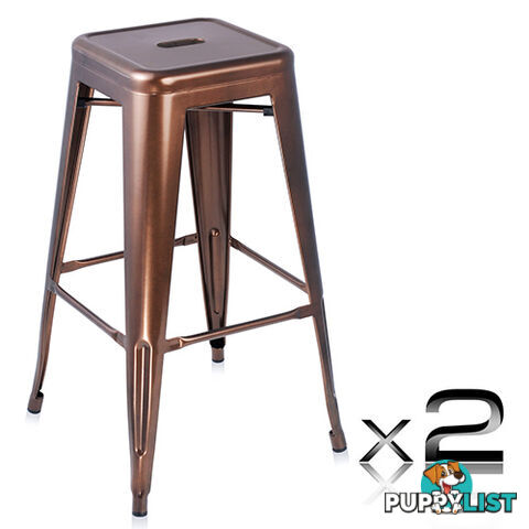 2 x Metal Steel Bar Stool Replica Xavier Cafe Home Kitchen Bar Chair 76cm Bronze