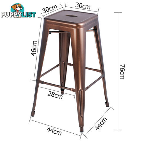 2 x Metal Steel Bar Stool Replica Xavier Cafe Home Kitchen Bar Chair 76cm Bronze