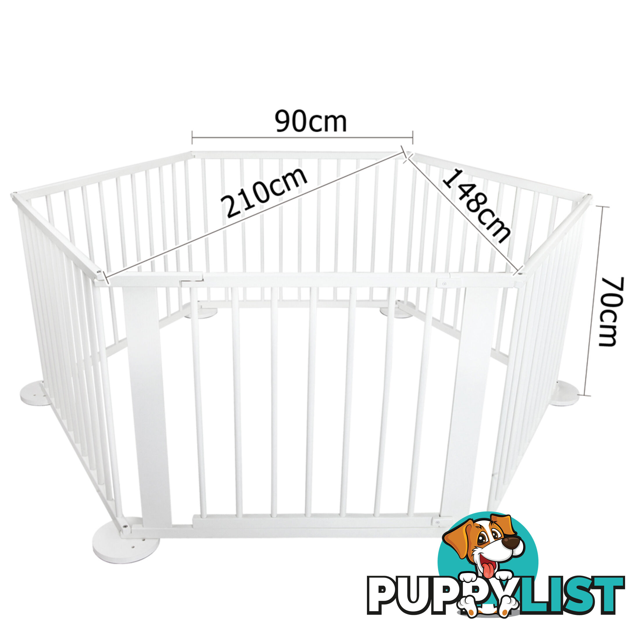 6 Sides Baby Natural White Wooden Playpen