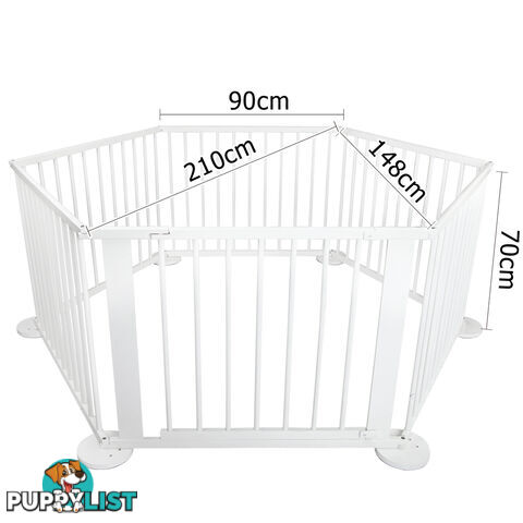 6 Sides Baby Natural White Wooden Playpen