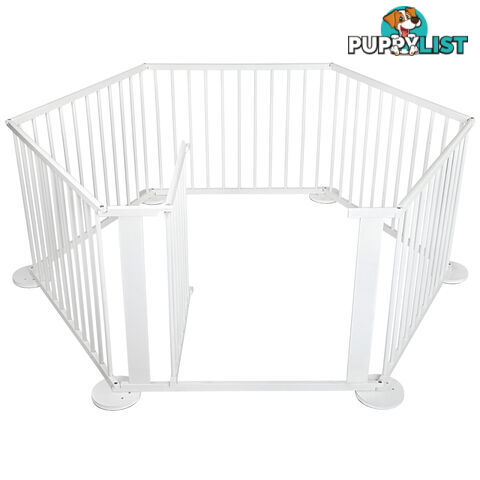 6 Sides Baby Natural White Wooden Playpen