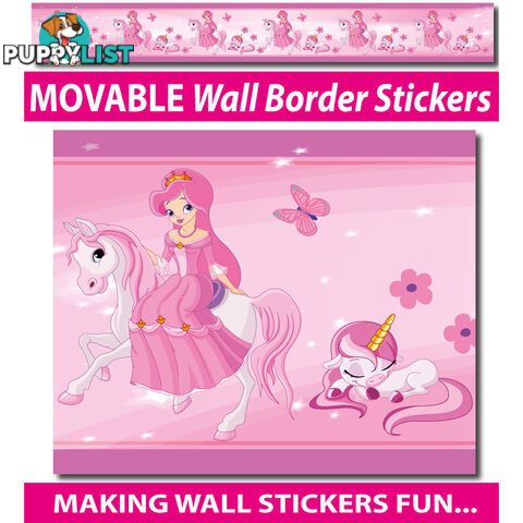 Princess and Unicorns Wall Border Stickers - Totally Movable