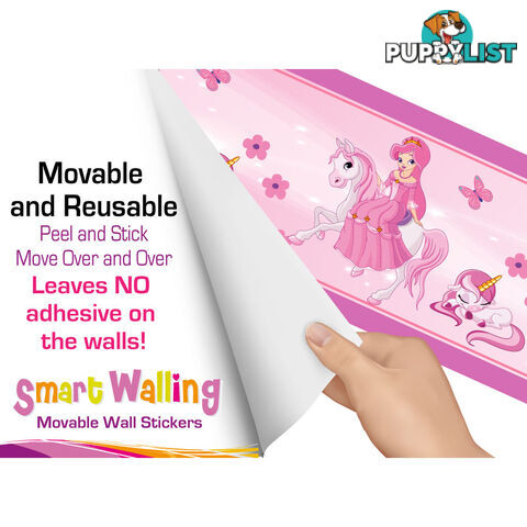 Princess and Unicorns Wall Border Stickers - Totally Movable