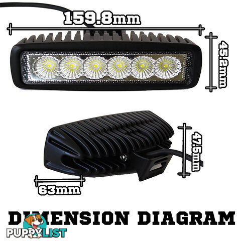 2x 6inch 18W LED Light Bar Driving Work Lamp Flood Truck Offroad UTE 4WD