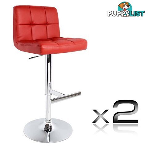 2 x PU Leather Gas Lift Bar Stool Kitchen Office Pub Barstool Swivel Chair Red