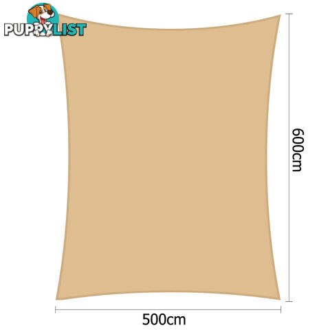 Heavy Duty Rectangle Shade Sail Cloth Sun Canopy Shadecloth 5 x 6m Sand 280g/m2