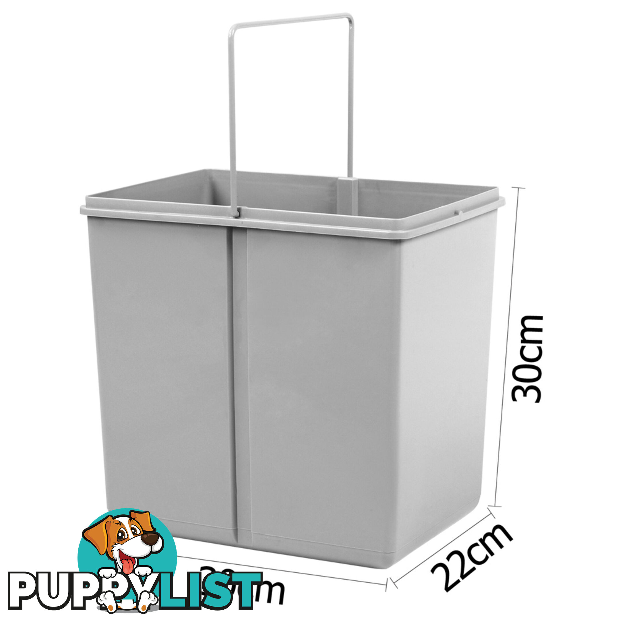 Double Duel Slide Garbage Twin Pull Out Rubbish Bin Waste Basket 2 x 15L