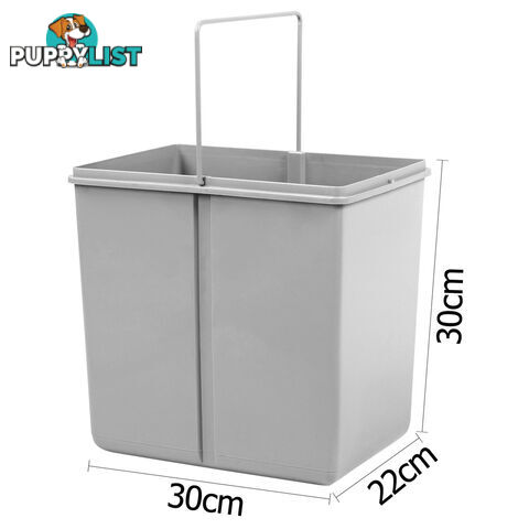 Double Duel Slide Garbage Twin Pull Out Rubbish Bin Waste Basket 2 x 15L