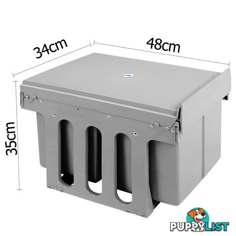 Double Duel Slide Garbage Twin Pull Out Rubbish Bin Waste Basket 2 x 15L