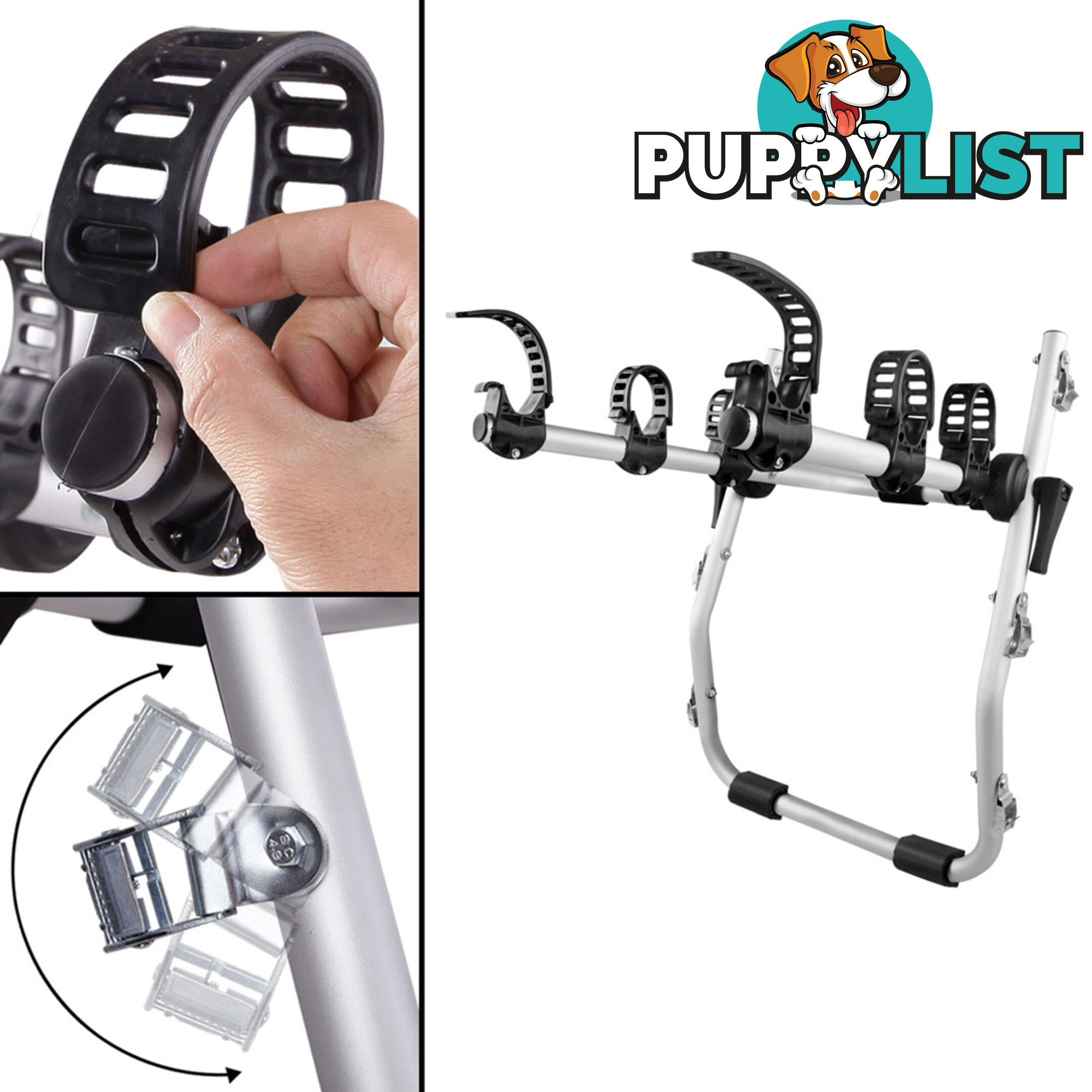 Foldable Aluminium Strap-On 3 Bicycle Bike Rack Carrier