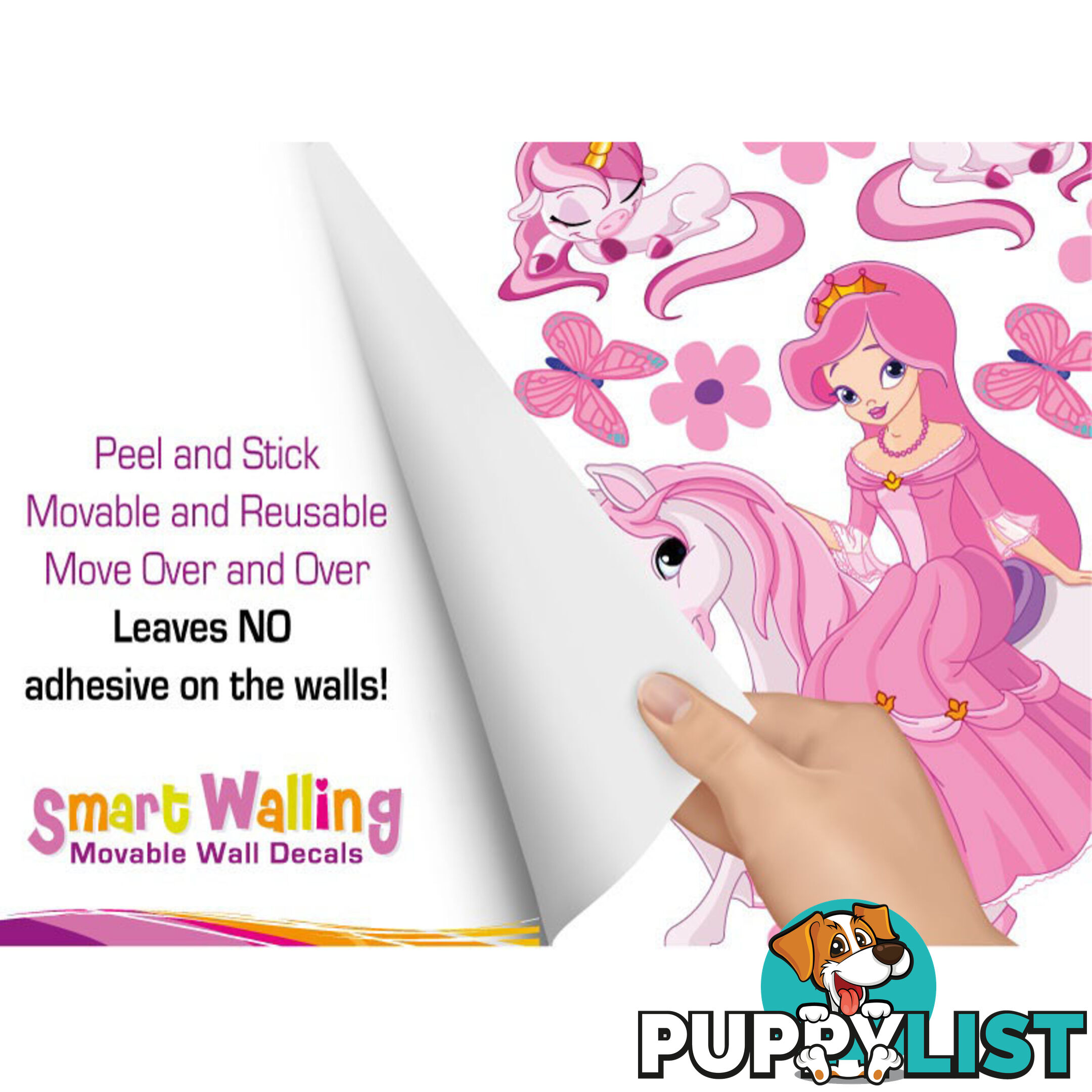 Large Size Princess on a horse with unicorns Wall Sticker - Totally Movable